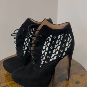 Alaia Black Lace-Up Ankle Boots